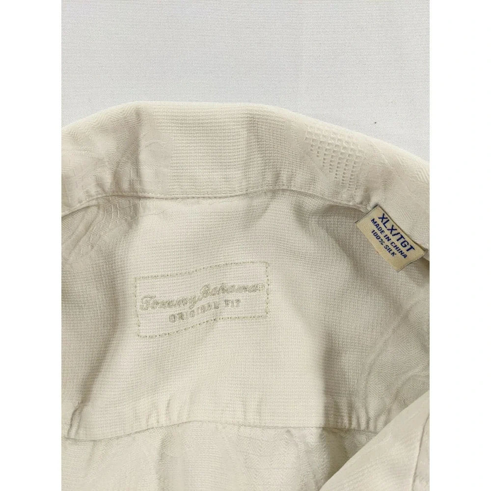 Men's Tommy Bahama Original Fit 100% Silk Casual‎ Button Up XL Ivory